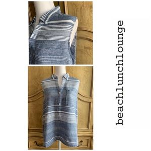 Beachlunchlounge Large sleeveless top blue white